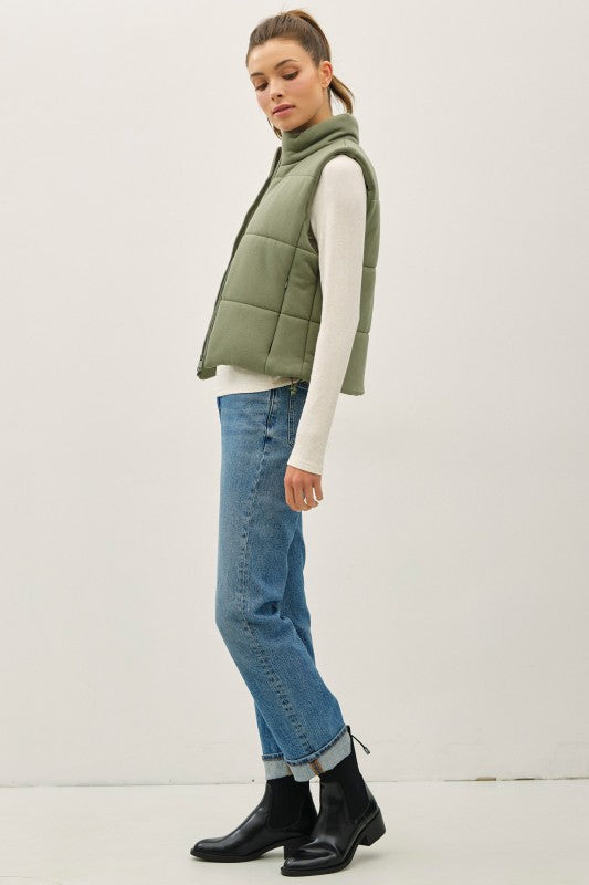 The Maren Soft Touch Padded Vest – Lightweight Zip-Up High Neck with Adjustable Hem