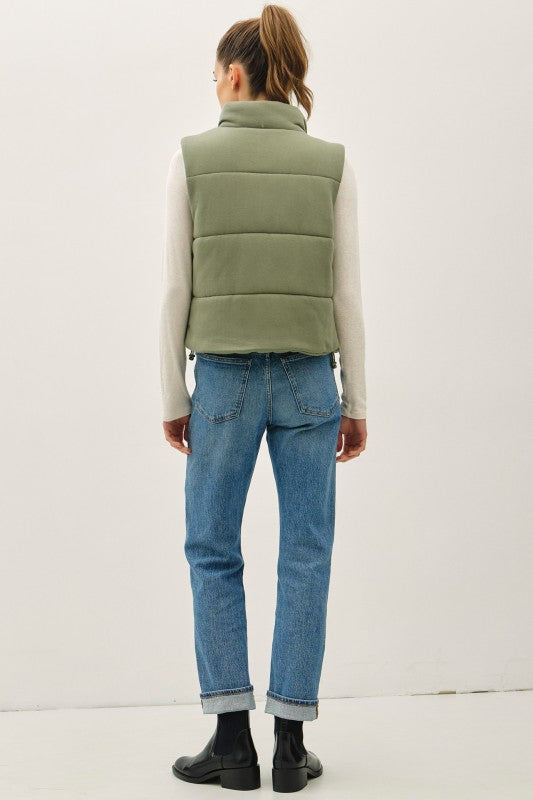 The Maren Soft Touch Padded Vest – Lightweight Zip-Up High Neck with Adjustable Hem