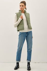 The Maren Soft Touch Padded Vest – Lightweight Zip-Up High Neck with Adjustable Hem