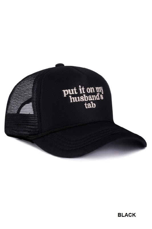 Put It on My Husband’s Tab Mesh Trucker Hat – Funny Adjustable Snapback Cap