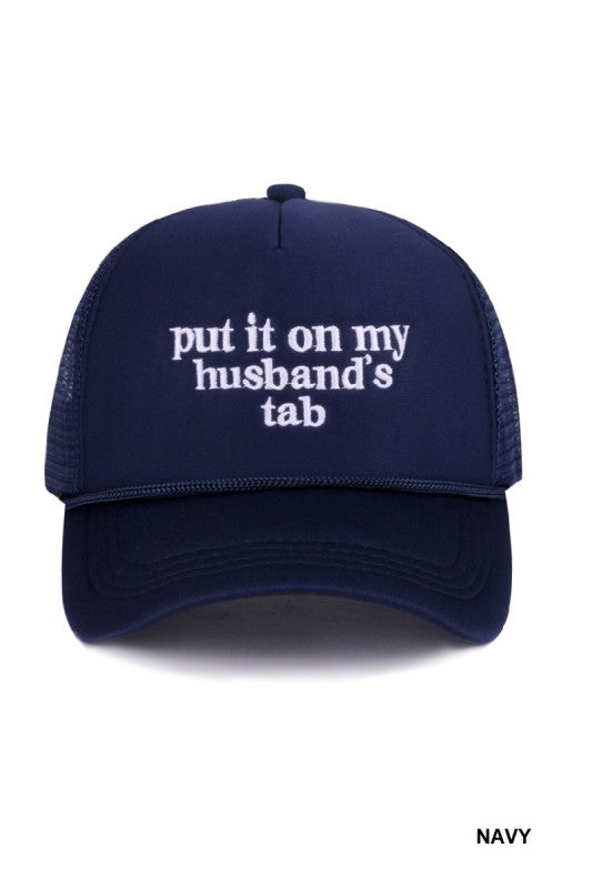 Put It on My Husband’s Tab Mesh Trucker Hat – Funny Adjustable Snapback Cap