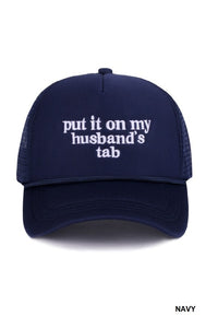 Put It on My Husband’s Tab Mesh Trucker Hat – Funny Adjustable Snapback Cap