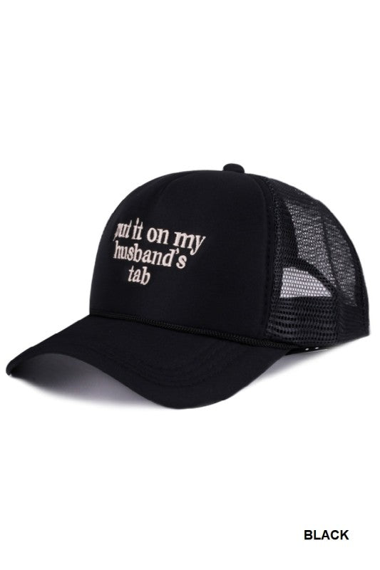 Put It on My Husband’s Tab Mesh Trucker Hat – Funny Adjustable Snapback Cap
