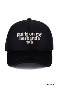 Put It on My Husband’s Tab Mesh Trucker Hat – Funny Adjustable Snapback Cap