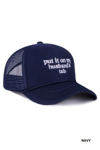 Put It on My Husband’s Tab Mesh Trucker Hat – Funny Adjustable Snapback Cap