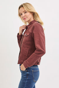 Risen "Sienna" Vintage Wash Denim Jacket: Chocolate Brown