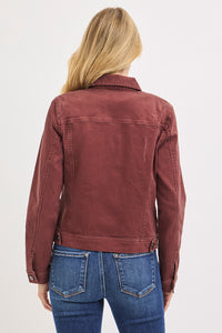 Risen "Sienna" Vintage Wash Denim Jacket: Chocolate Brown