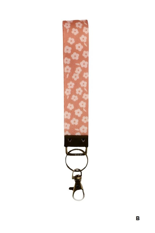 The Marlow Floral Wristlet Keychain – Retro Blooms & Bronze Hardware