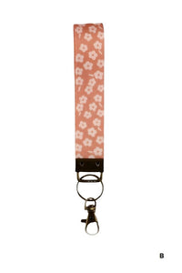 The Marlow Floral Wristlet Keychain – Retro Blooms & Bronze Hardware