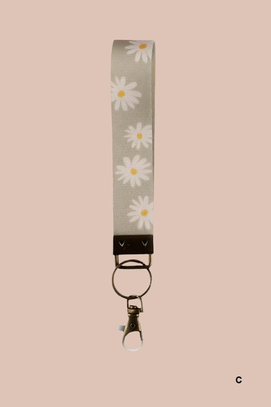 The Marlow Floral Wristlet Keychain – Retro Blooms & Bronze Hardware