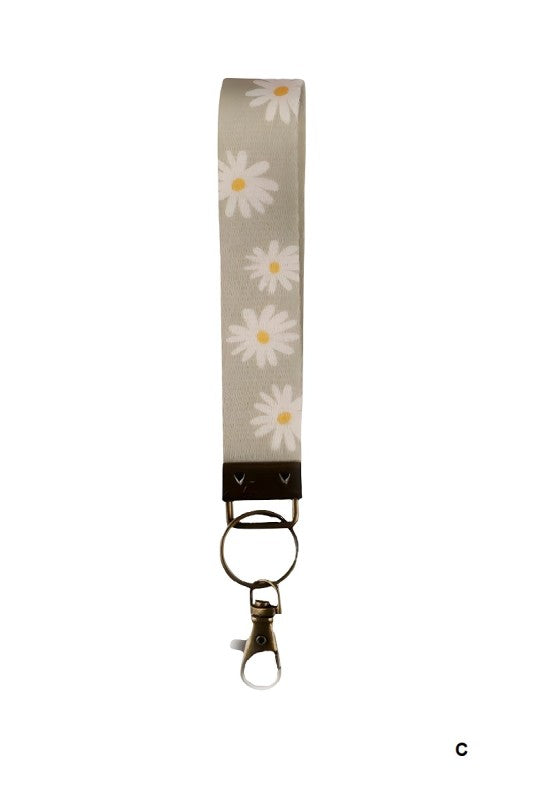 The Marlow Floral Wristlet Keychain – Retro Blooms & Bronze Hardware