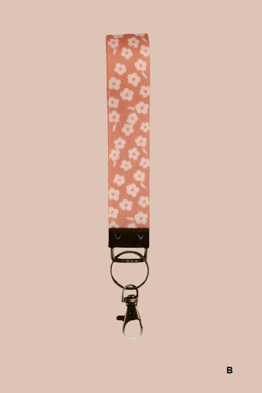 The Marlow Floral Wristlet Keychain – Retro Blooms & Bronze Hardware
