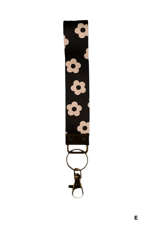 The Marlow Floral Wristlet Keychain – Retro Blooms & Bronze Hardware