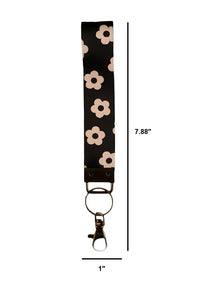 The Marlow Floral Wristlet Keychain – Retro Blooms & Bronze Hardware