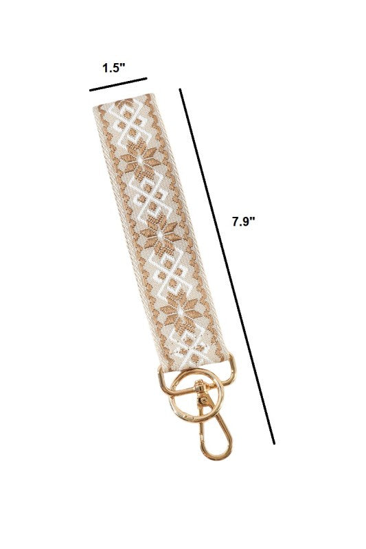 The Aspen Jacquard Wristlet Keychain – Gold Hardware & Patterned Weave