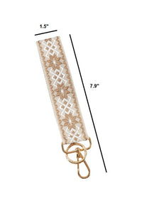 The Aspen Jacquard Wristlet Keychain – Gold Hardware & Patterned Weave