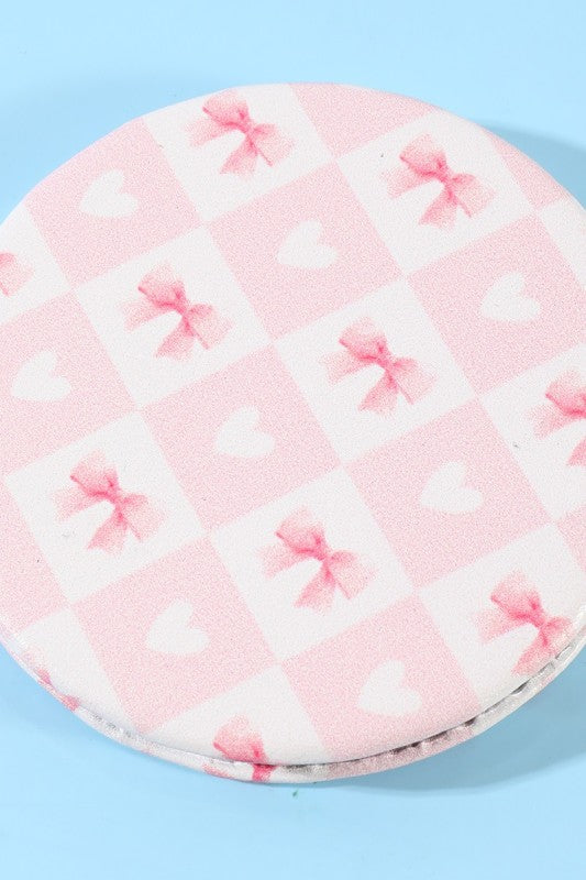 Colette Bow Compact Mirror – Coquette Double-Sided Folding Design