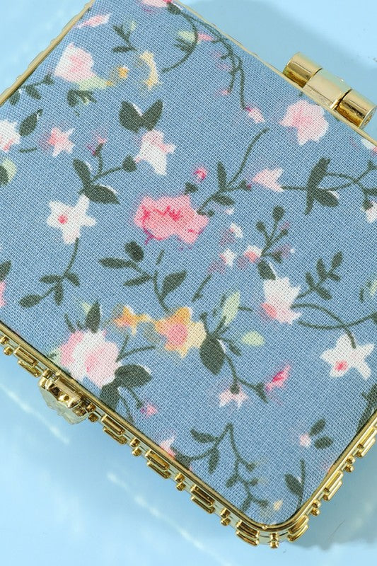 The Eloise Floral Compact Mirror – Vintage-Inspired Double-Sided Folding Mirror
