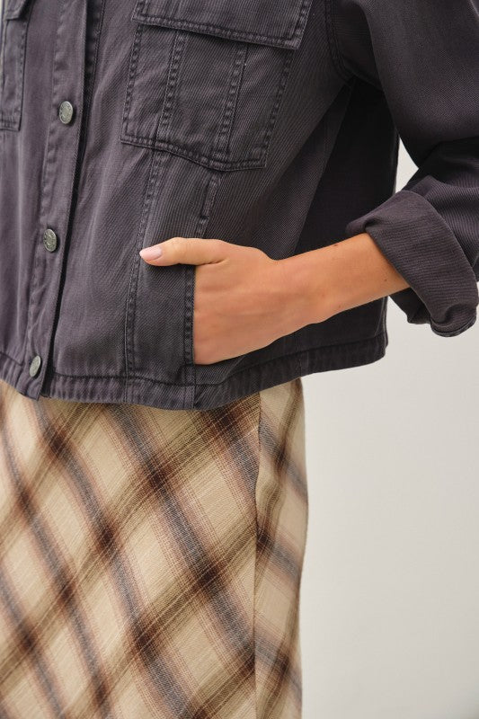 The Elsie Ultra Soft Tencel Blend Shacket – Denim Look Button-Up Jacket with Chest Pockets