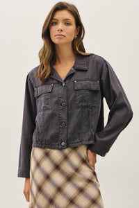 The Elsie Ultra Soft Tencel Blend Shacket – Denim Look Button-Up Jacket with Chest Pockets