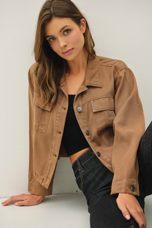 The Elsie Ultra Soft Tencel Blend Shacket – Denim Look Button-Up Jacket with Chest Pockets