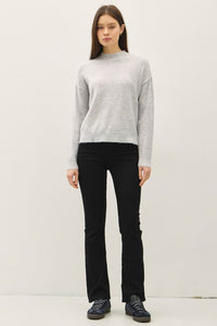 The Rowan Mock Neck Pullover Sweater: Lt Grey – Cozy Relaxed Knit