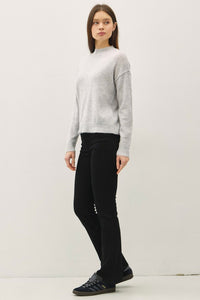 The Rowan Mock Neck Pullover Sweater: Lt Grey – Cozy Relaxed Knit