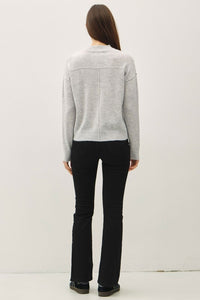 The Rowan Mock Neck Pullover Sweater: Lt Grey – Cozy Relaxed Knit