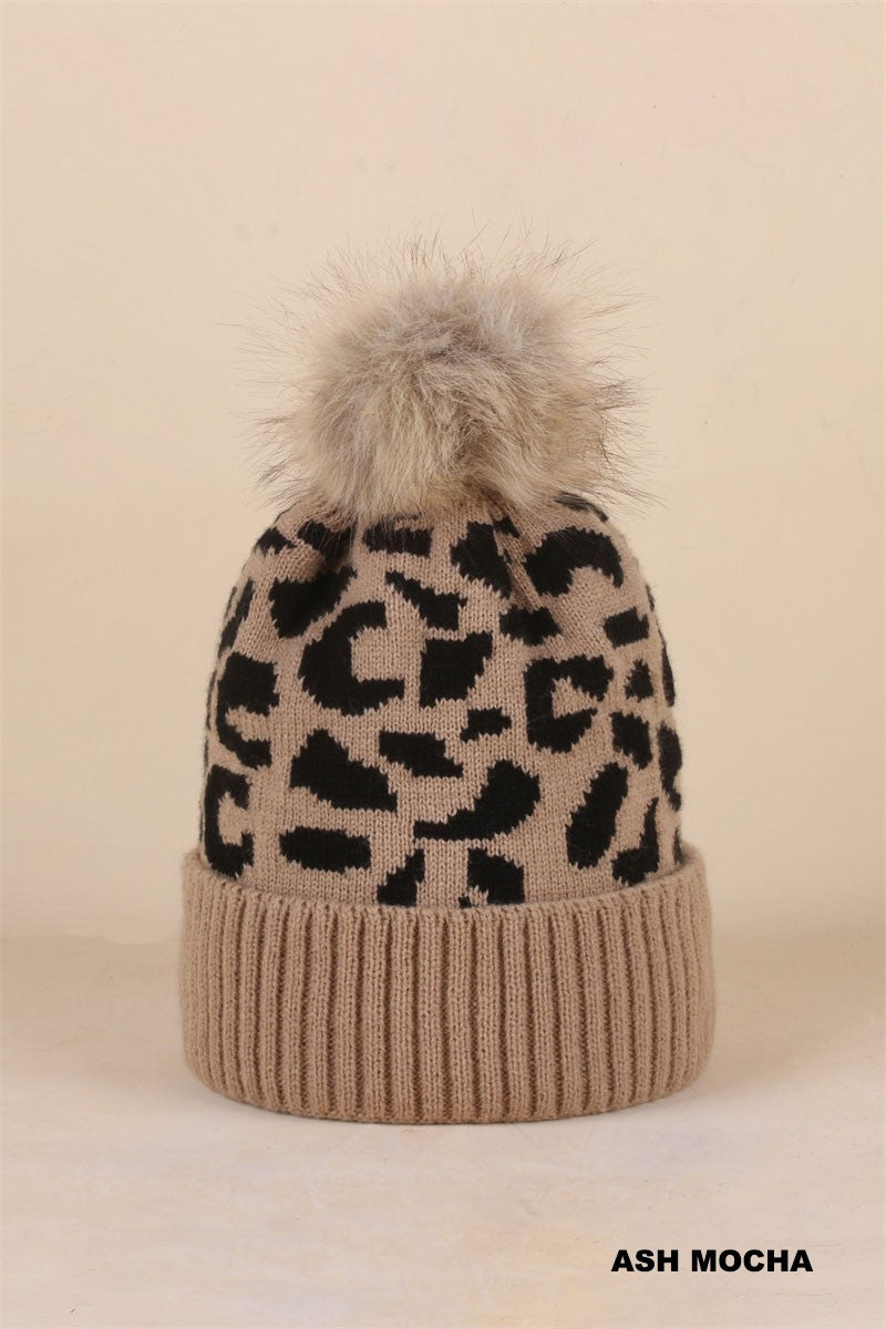 The Monroe Leopard Pom Beanie