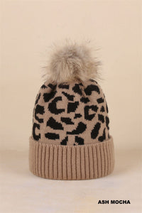 The Monroe Leopard Pom Beanie