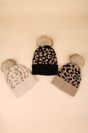 The Monroe Leopard Pom Beanie