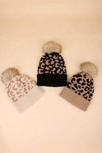 The Monroe Leopard Pom Beanie