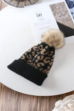 The Monroe Leopard Pom Beanie