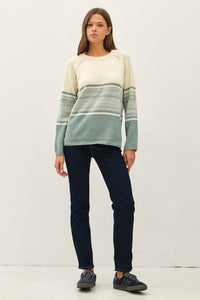 The Blythe Oversized Stripe Gradient Sweater: Jade