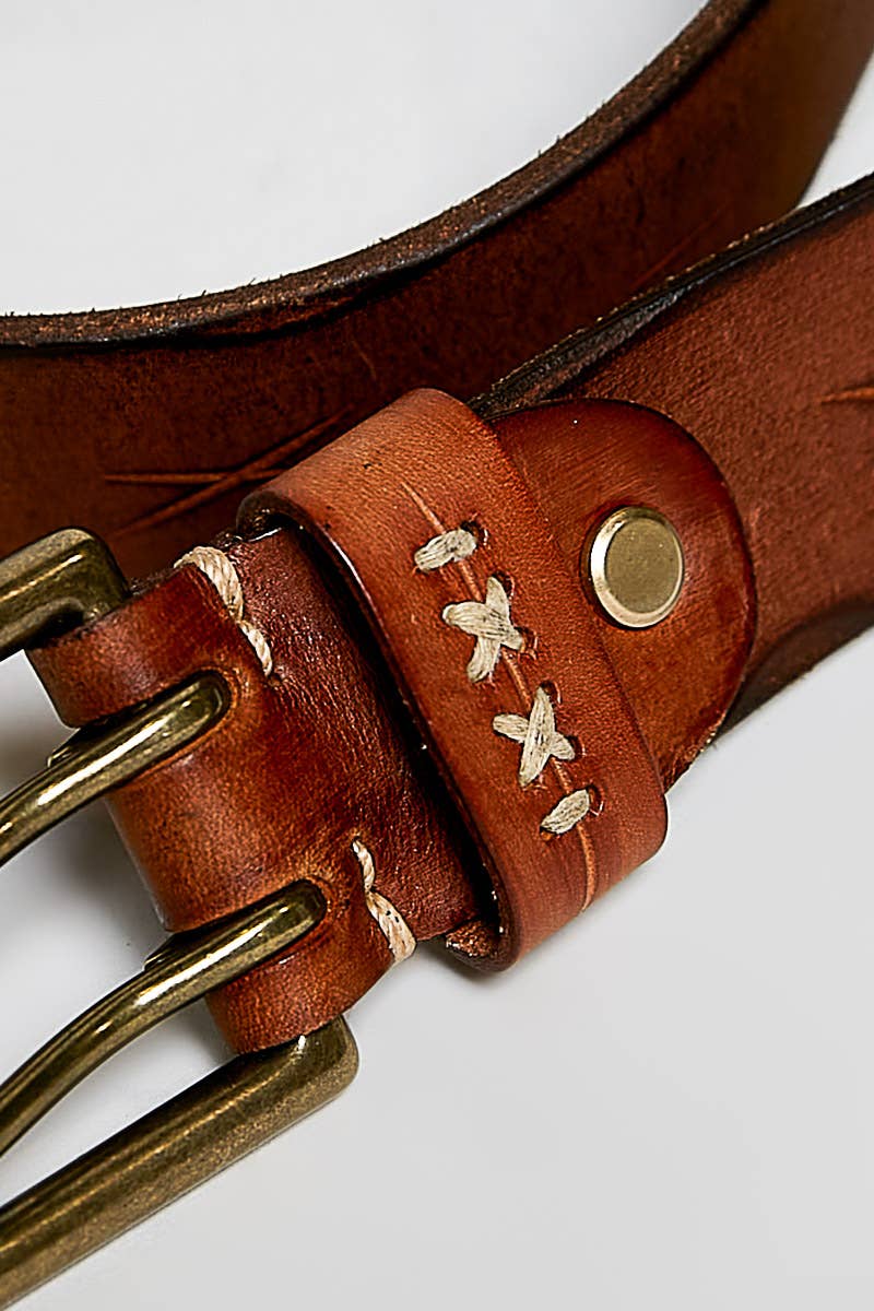 The Dakota Genuine Leather Double Buckle Belt