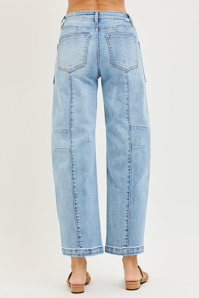 Presley Patch Pocket Boyfriend Jeans: Light Wash