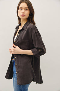 The Sadie Soft-Washed Oversized Button Down – Available in Sage and Charcoal