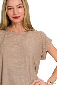 Everly Slub Cuffed Sleeve Tee – Best Selling Relaxed Fit Everyday Basic Top