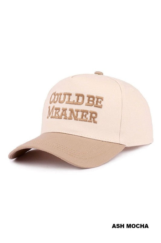 Two-Tone “Could Be Meaner” Cotton Baseball Cap – Adjustable Casual Trucker-Style Hat