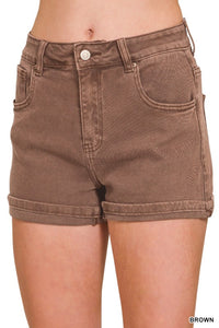 Gianna Comfort Stretch Cuffed Denim Shorts – High Rise Soft Stretch Everyday Fit