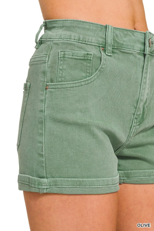 Gianna Comfort Stretch Cuffed Denim Shorts – High Rise Soft Stretch Everyday Fit