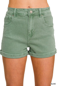 Gianna Comfort Stretch Cuffed Denim Shorts – High Rise Soft Stretch Everyday Fit