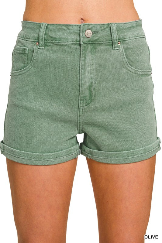 Gianna Comfort Stretch Cuffed Denim Shorts – High Rise Soft Stretch Everyday Fit