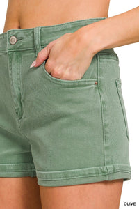 Gianna Comfort Stretch Cuffed Denim Shorts – High Rise Soft Stretch Everyday Fit