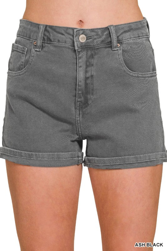 Gianna Comfort Stretch Cuffed Denim Shorts – High Rise Soft Stretch Everyday Fit