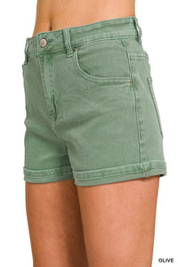 Gianna Comfort Stretch Cuffed Denim Shorts – High Rise Soft Stretch Everyday Fit