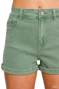 Gianna Comfort Stretch Cuffed Denim Shorts – High Rise Soft Stretch Everyday Fit