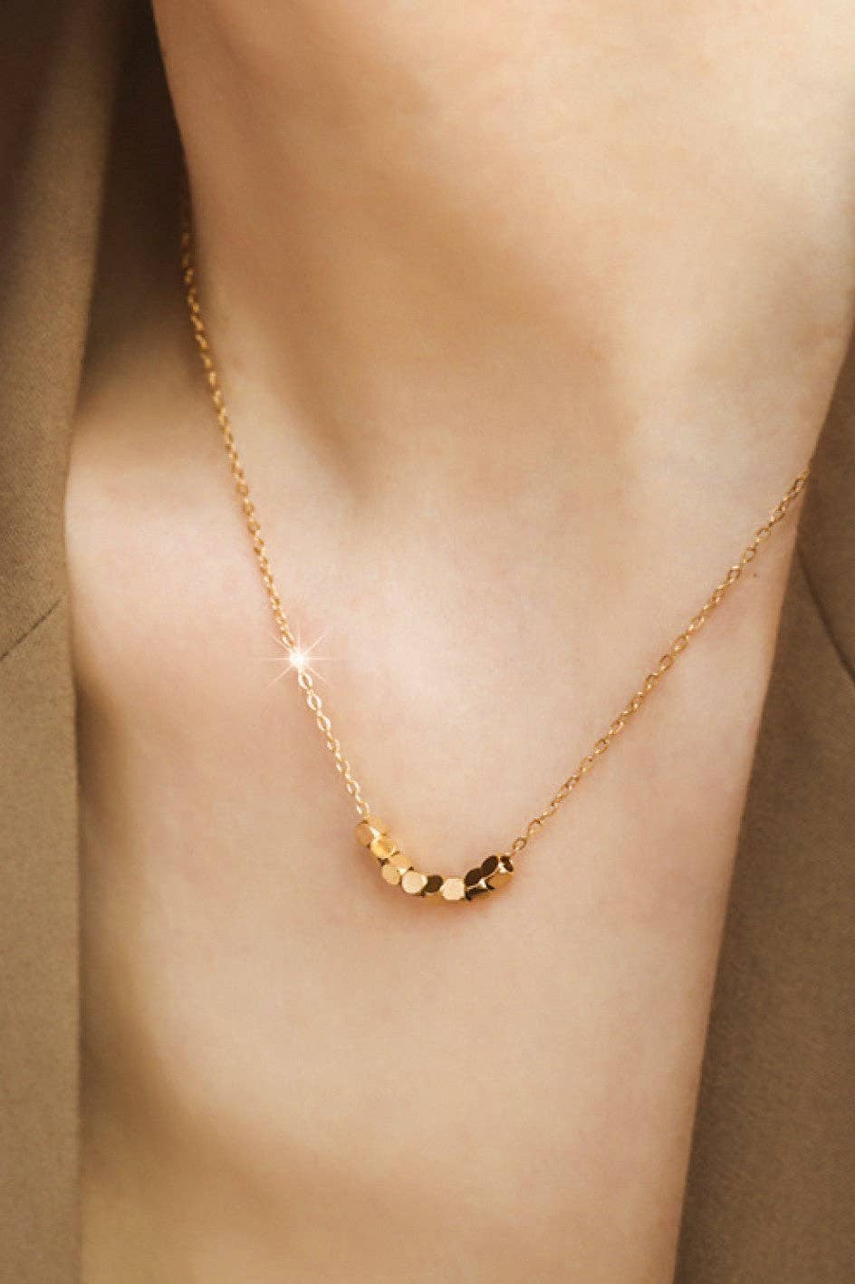 The Whitaker Square Bead Chain – 18K Gold Plated Stainless Steel Waterproof Necklace