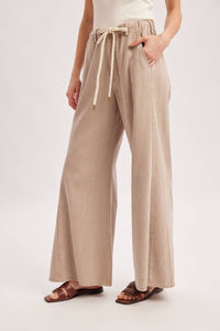 Easy Going Washed Wide Leg Pants: Sand