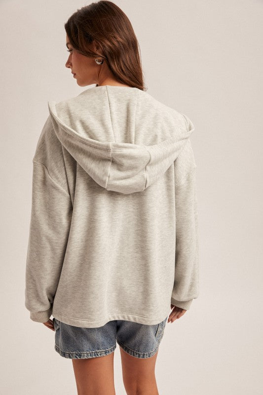 The Delaney Denim Contrast Hoodie Jacket – Twofer Layered Zip Up